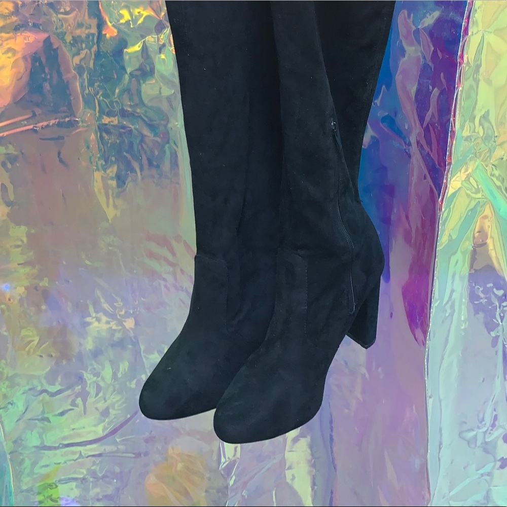 Black thigh high boots